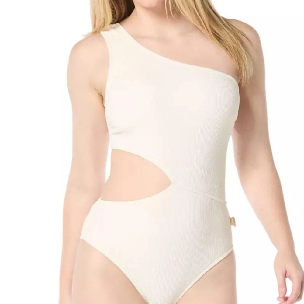 Michael Kors Cream Asymmetrical One-Piece Swimsuit